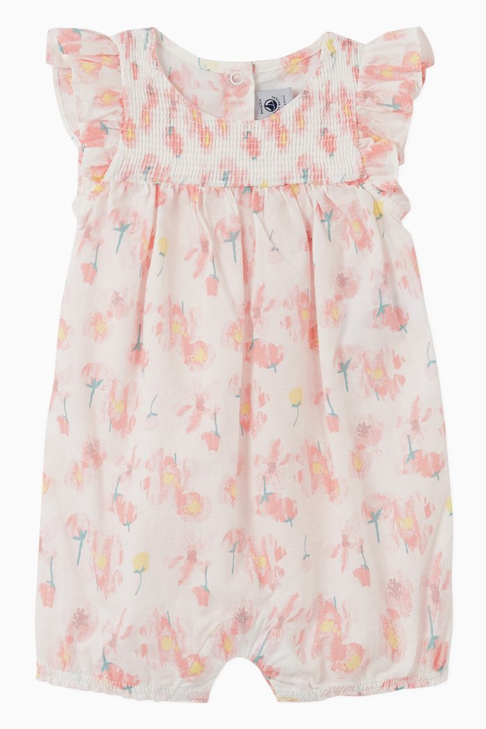 

Floral Print Playsuit in Poplin, White