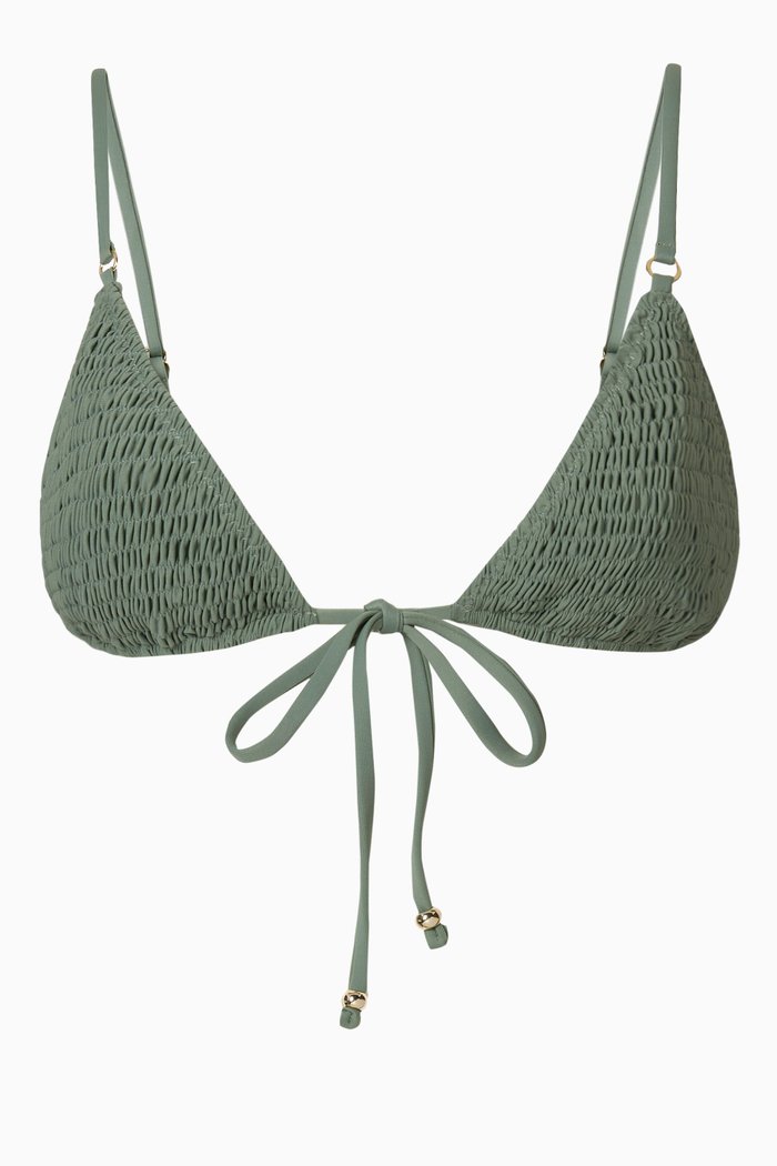 

Kya Smocked Bikini Top, Brown