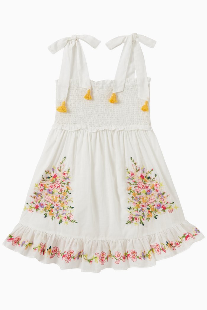 Mae Embroidered Dress in Cotton, White