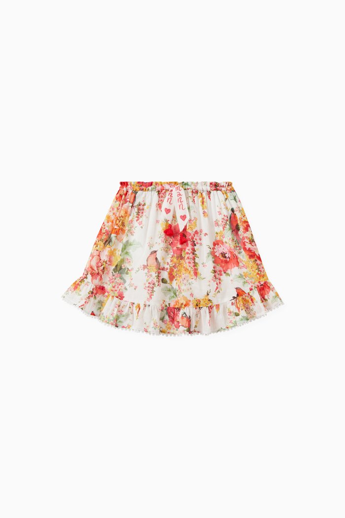 Mae Flounce Skirt in Cotton, White