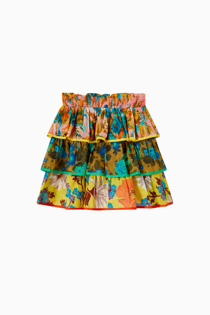 

Estelle Tiered Skirt in Cotton, Multicolour