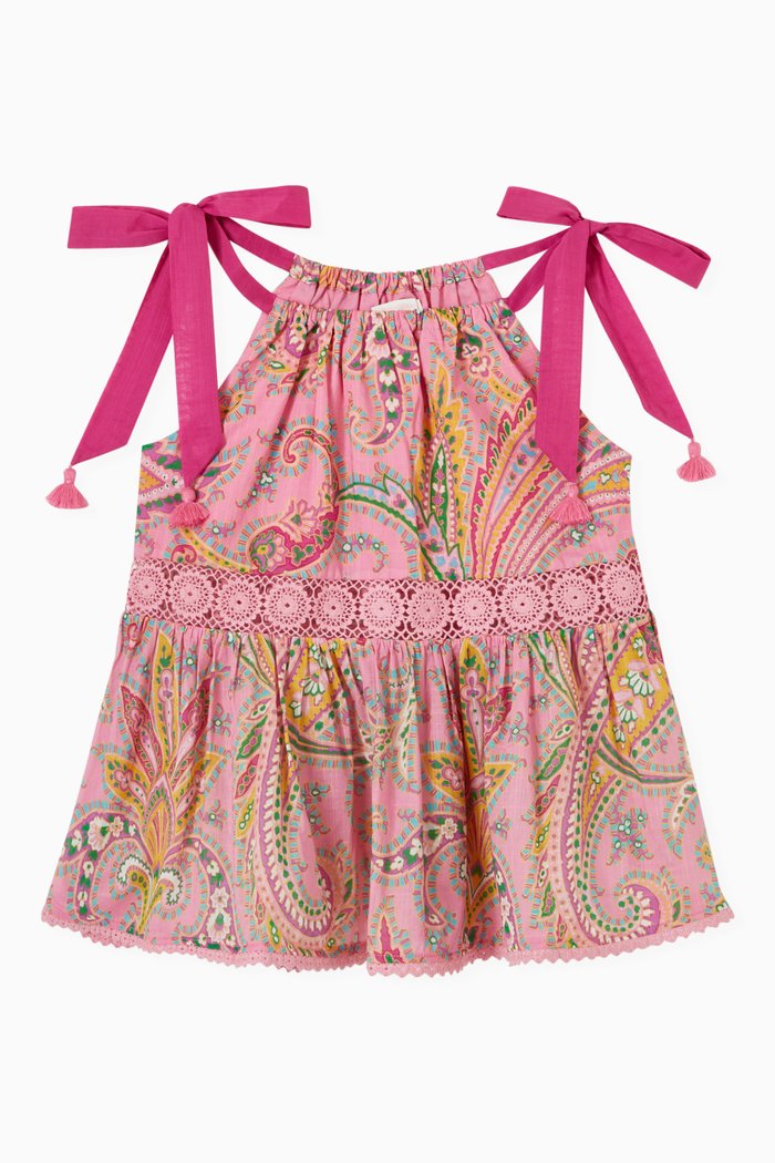 

Teddy Tie Shoulder Top in Cotton, Pink