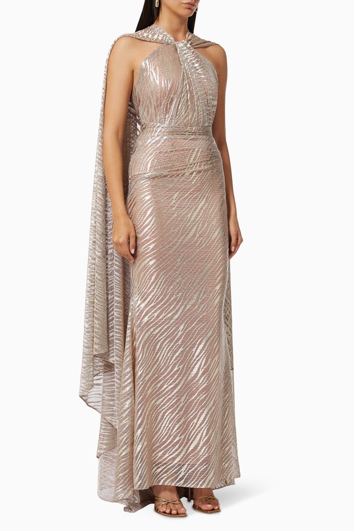 

Coppelia 2 Cape Gown in Metallic Voile, Gold