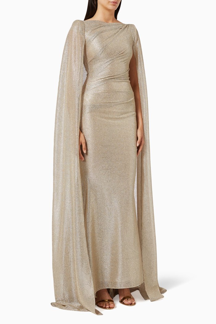 

Cape Gown in Galvanized Voile, Gold