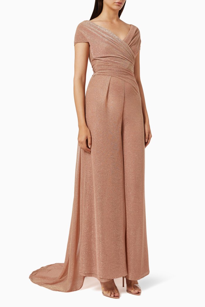 

Draped Jumpsuit in Honeycomb Voile, Pink