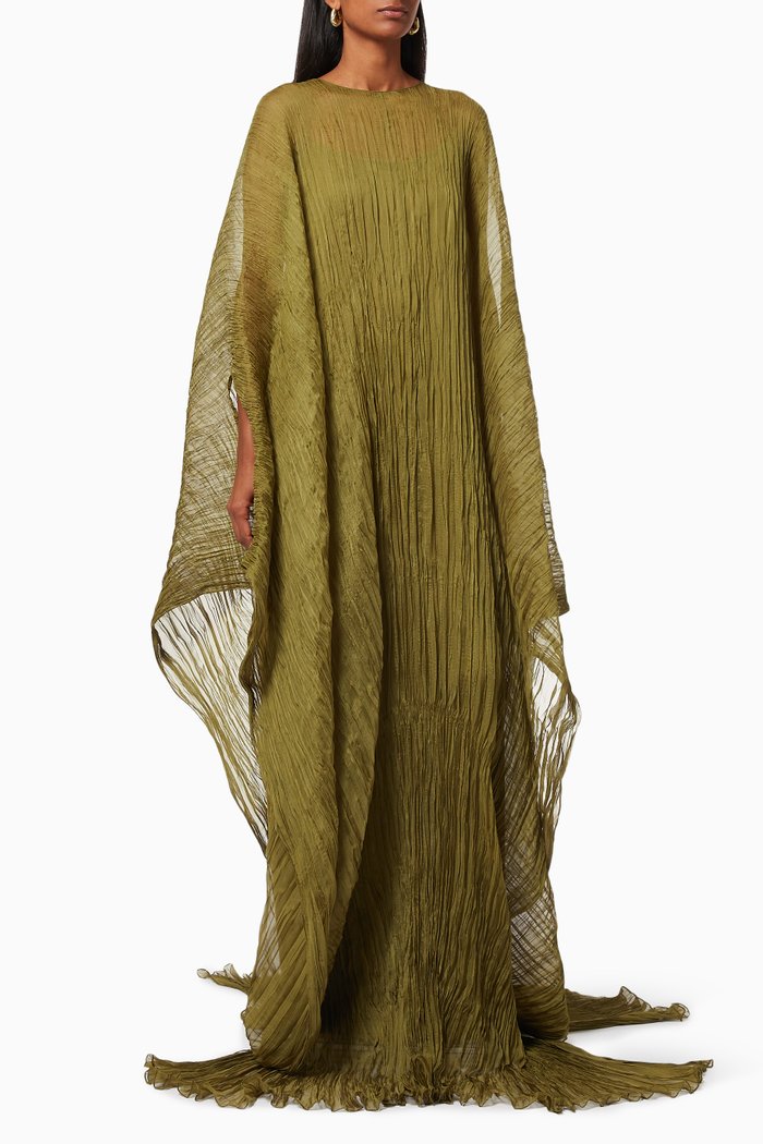 

Asymmetric Crinkled Dress, Green