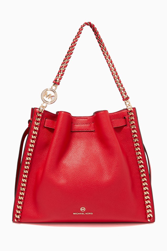 

Large Mina Shoulder Bag in Pebbled Leather, Red
