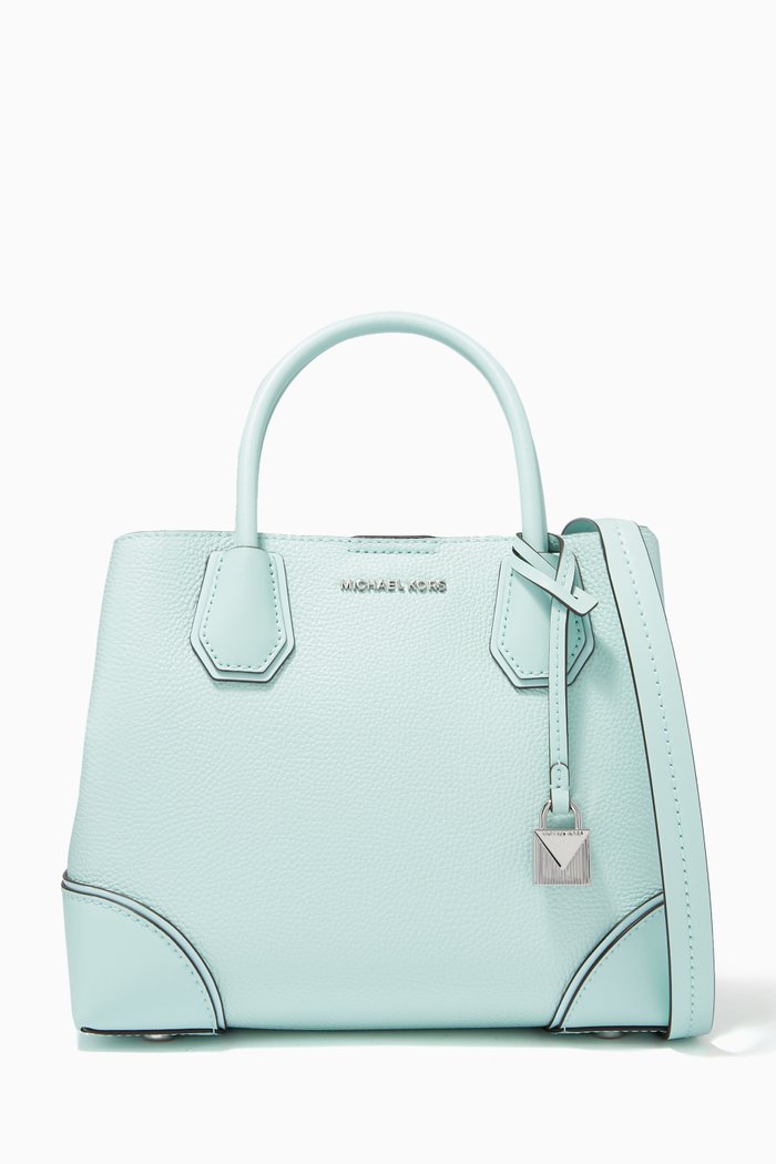 

Mercer Gallery Satchel Bag in Pebble Leather, Blue