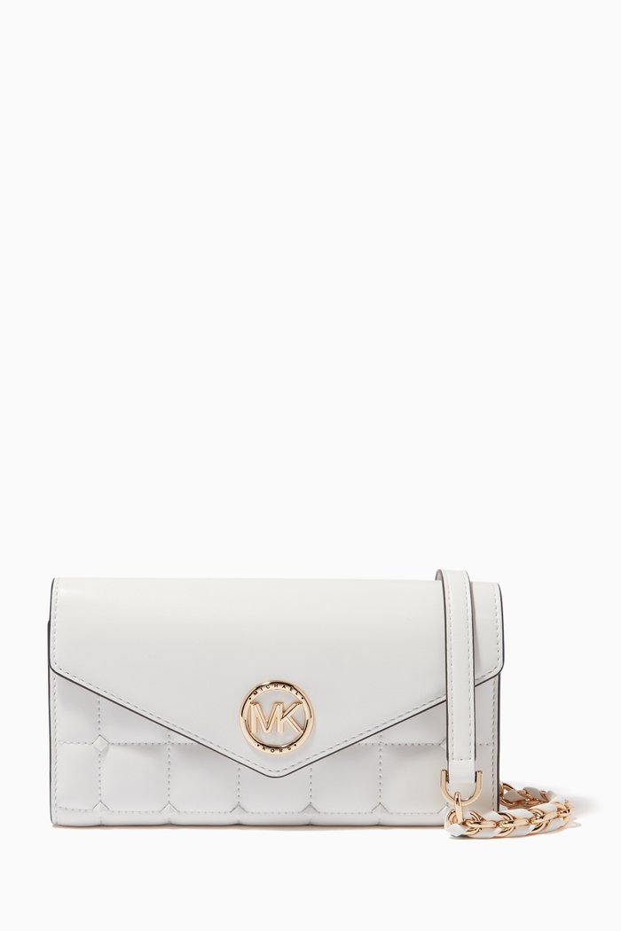 

Carmen Chain Wallet Crossbody in Leather, White