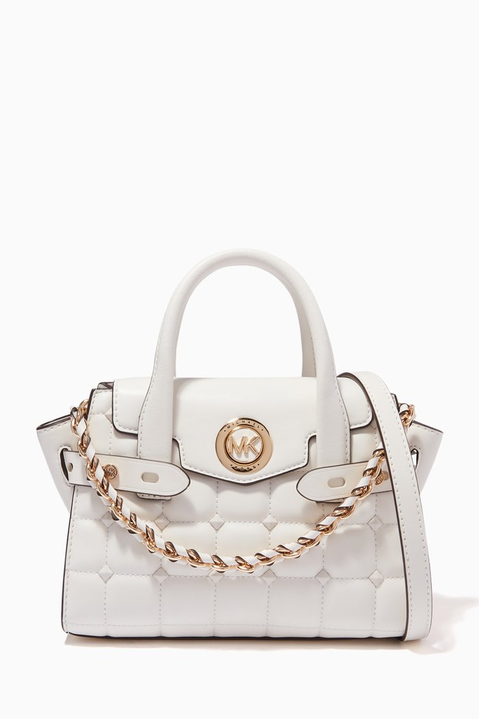 

Extra-small Carmen Satchel Bag in Quilted Leather, White