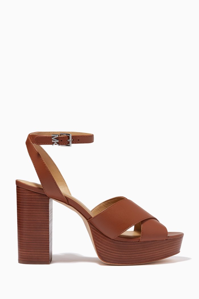 

Odette Platform Heel in Leather, Brown