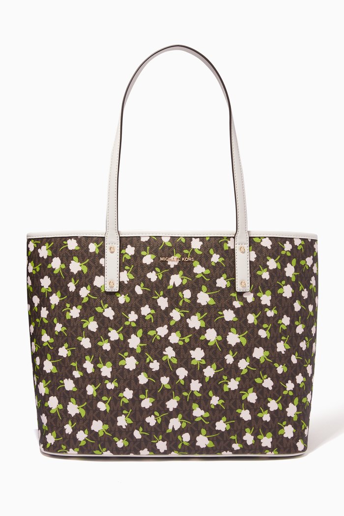 

Carter Tote Bag in Floral Logo Canvas, Multicolour