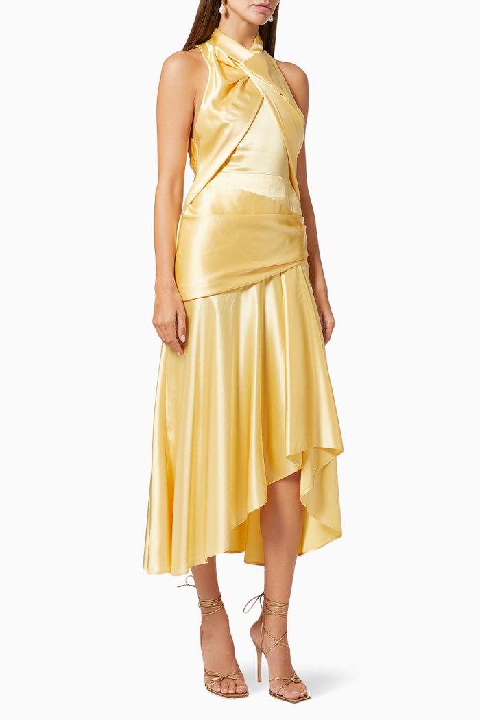 

Hillcrest Dress in Satin, Yellow