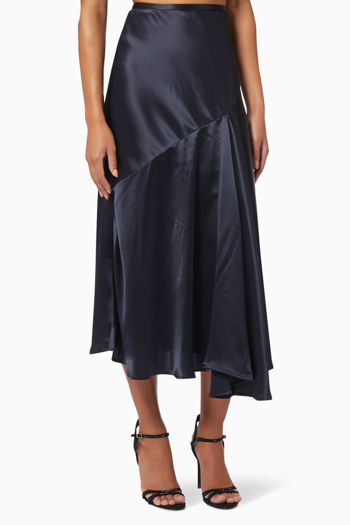 

Darlington Midi Skirt in Satin, Blue