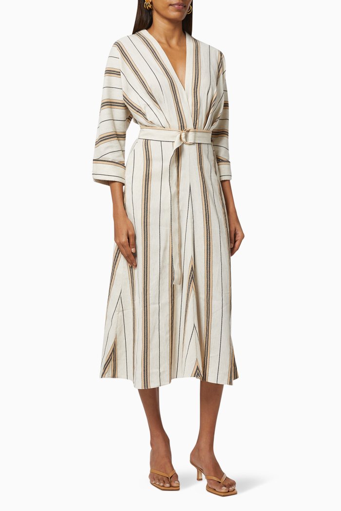 

Orlando Midi Dress in Cotton Linen Blend, Multicolour