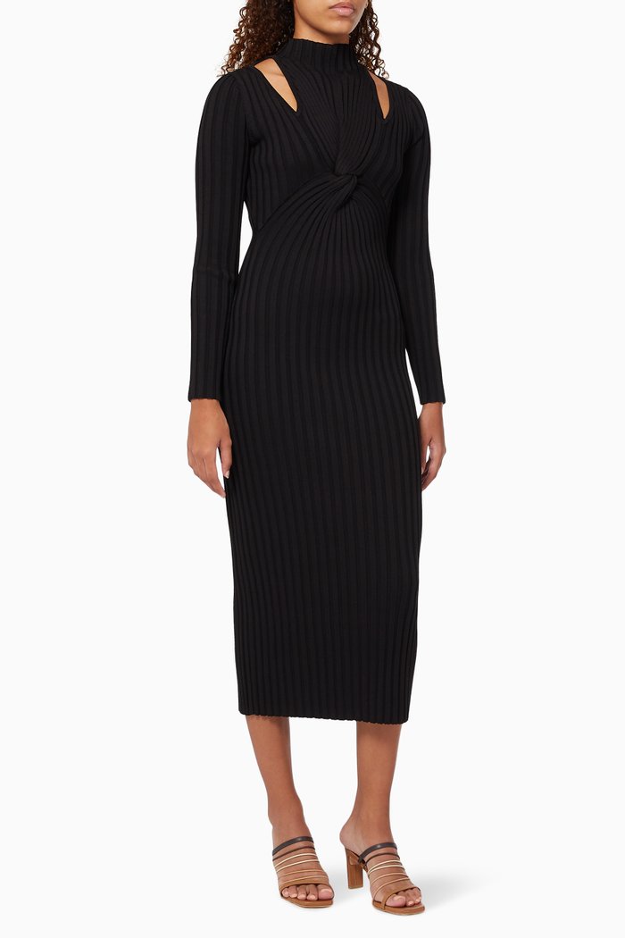 

Collins Dress in Rib Knit, Black