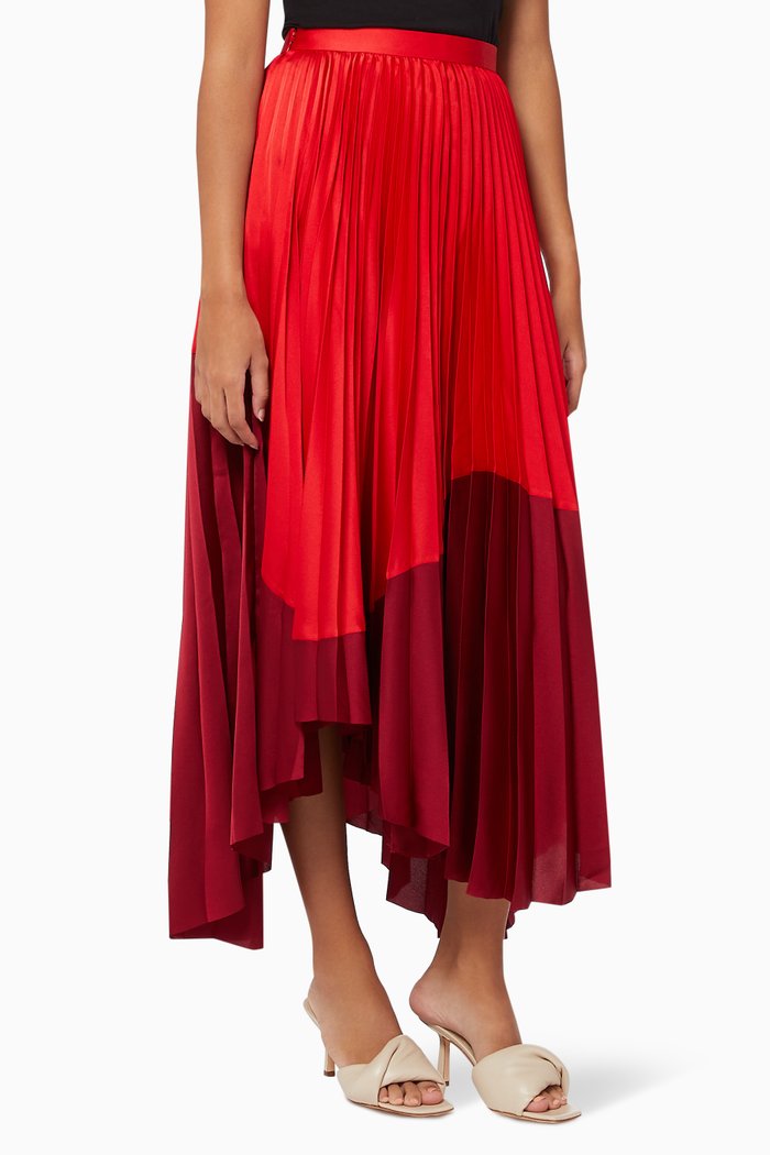 

Flora Pleated Skirt in Polyester, Red