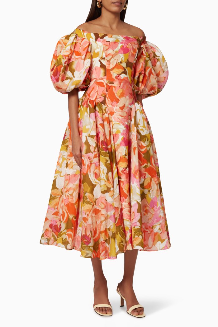 

Porter Midi Dress in Linen Blend, Pink
