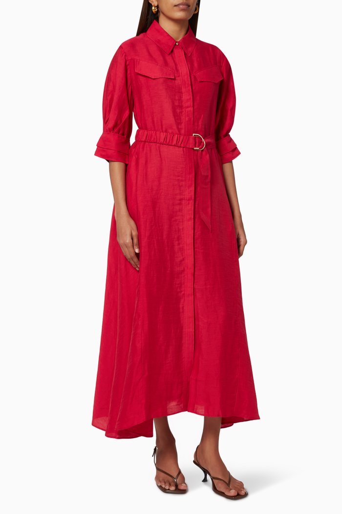 

Corte Dress in Linen Blend, Red