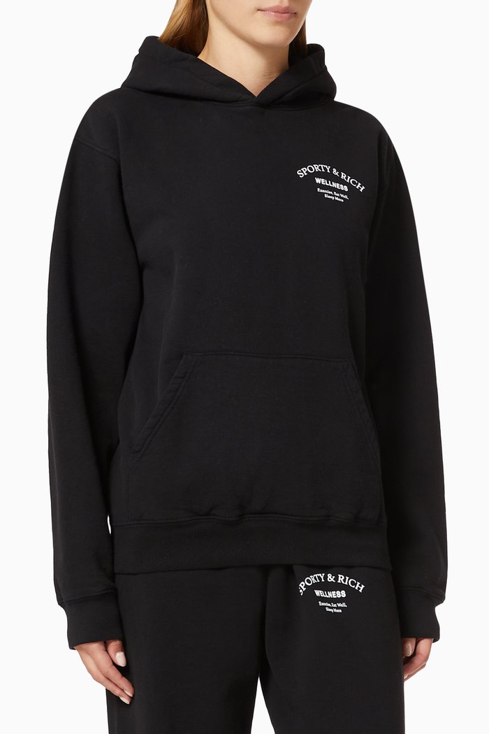 

Wellness Studio Hoodie in Cotton, Black