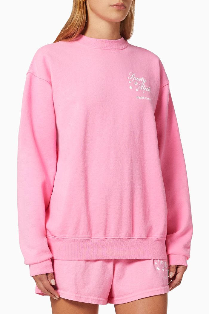 

Stars Health Crew Crewneck Sweatshirt in Cotton, Purple
