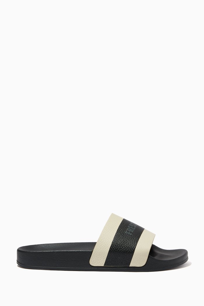 

Humberto Slide Sandals in Suede & Rubber, Black