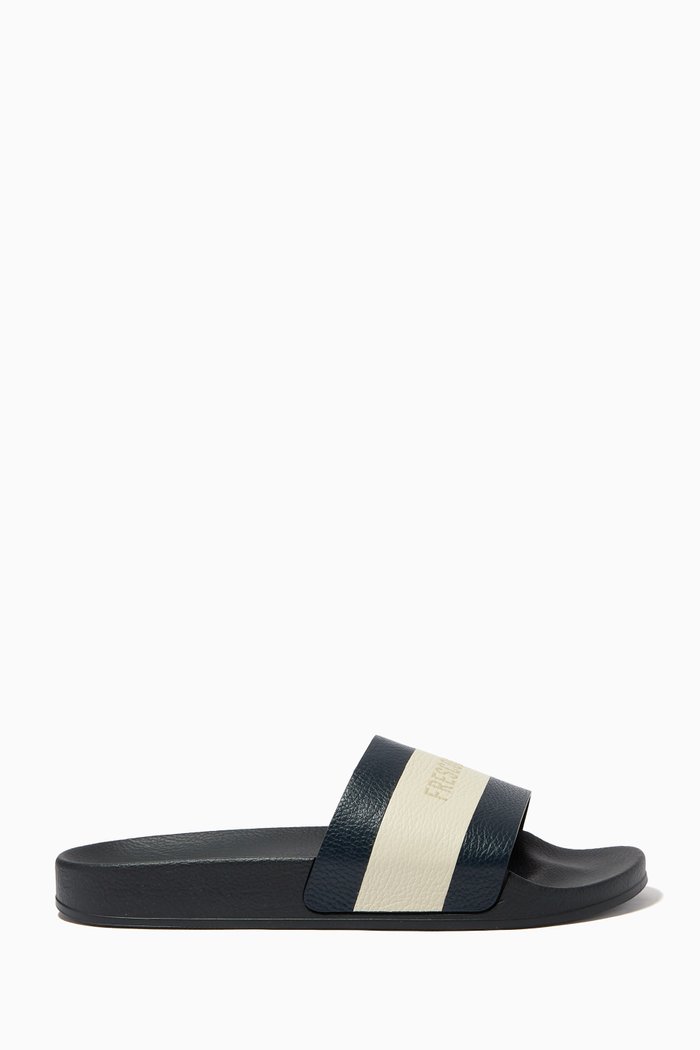 

Humberto Slide Sandals in Suede & Rubber, Blue
