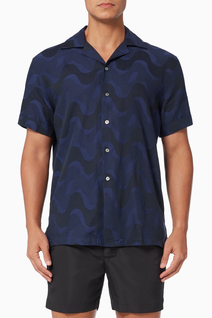 

Copacabana Shirt in Linen Jacquard, Blue