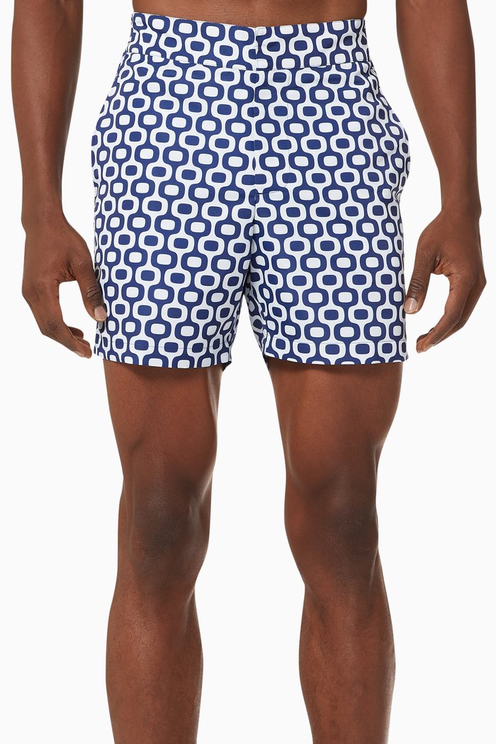 

Classic Ipanema Print Swim Shorts in Cotton, Blue