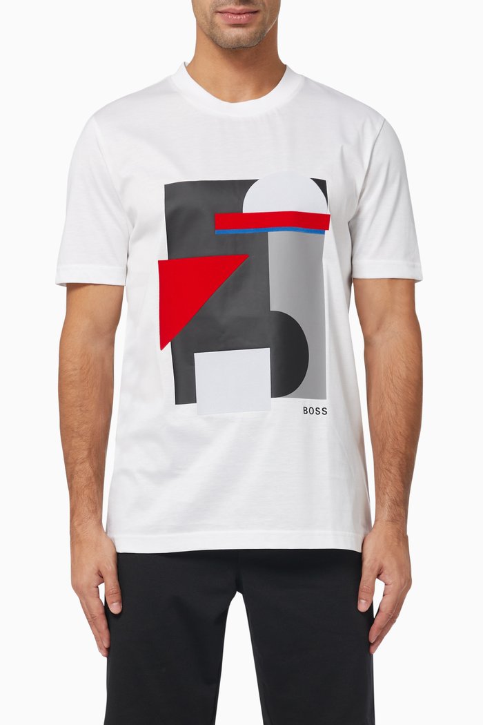 

Tilburt Abstract Print T-shirt in Cotton Jersey, White