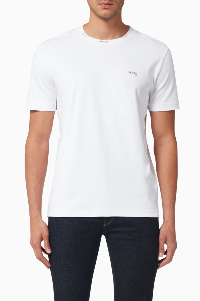 

Tee Gold 1 Metallic Logo Slim T-Shirt in Cotton Jersey, White