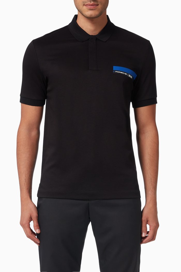

x Porsche Polston Polo Shirt in Cotton Jersey, Black