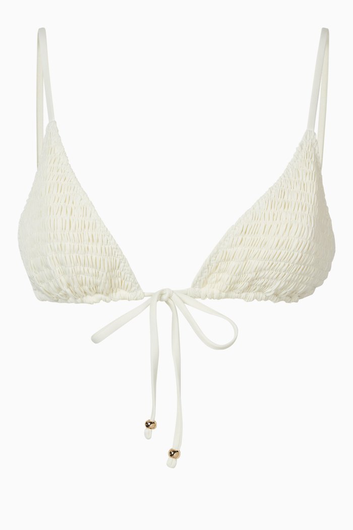 

Kya Smocked Bikini Top, Neutral