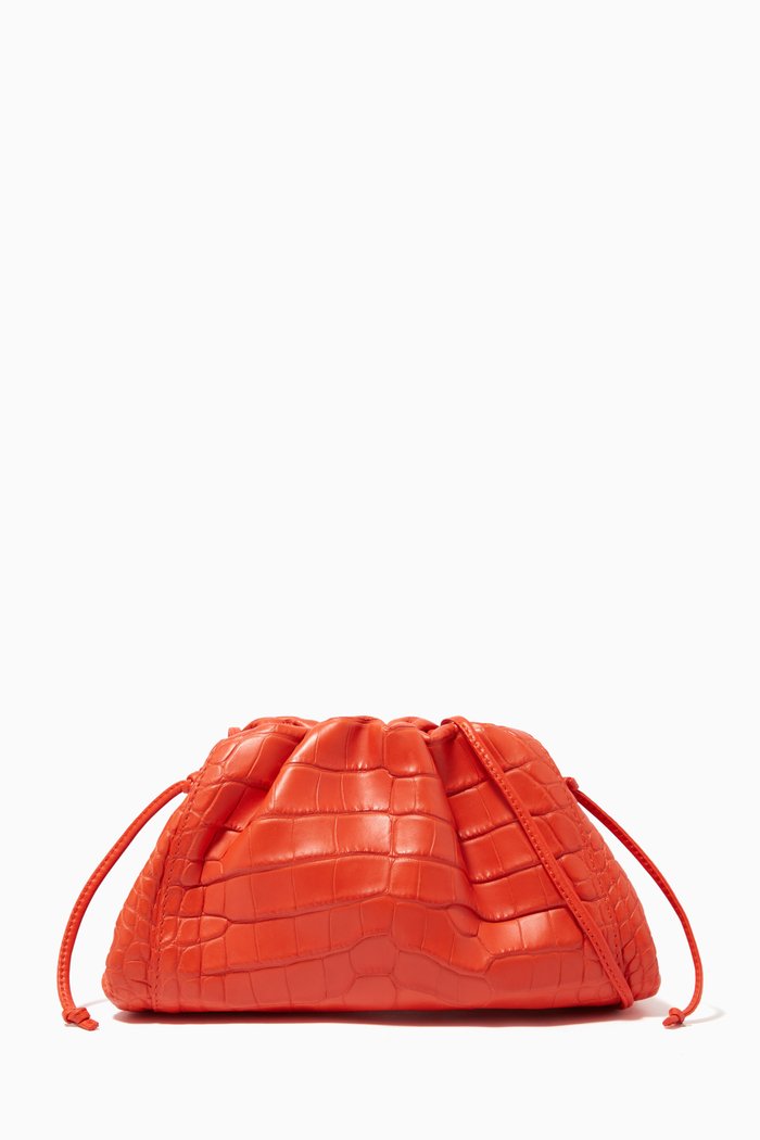 The Mini Pouch in Crocodile Leather, Orange