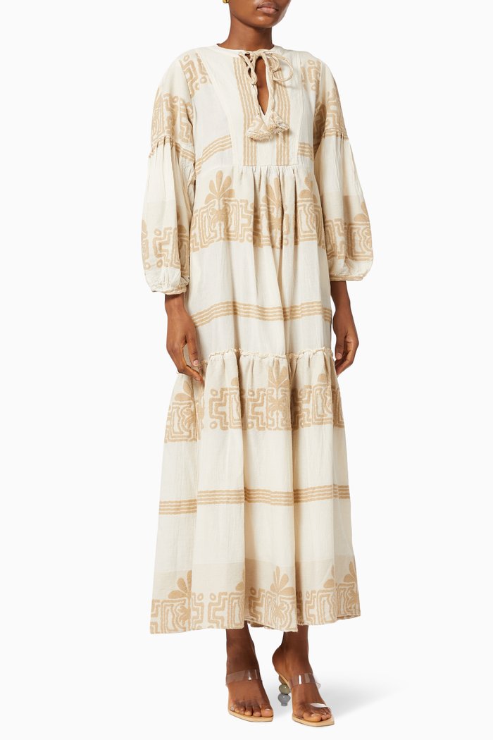 

Zakar Cotton Tiered Maxi Dress, Neutral