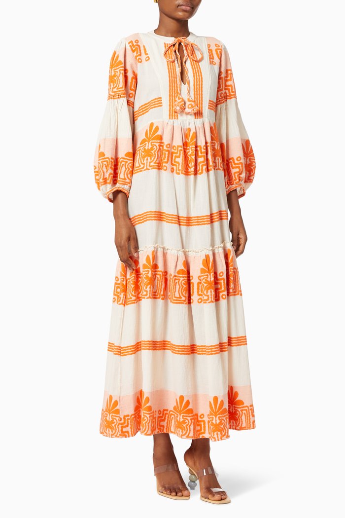 

Zakar Cotton Tiered Maxi Dress, Orange