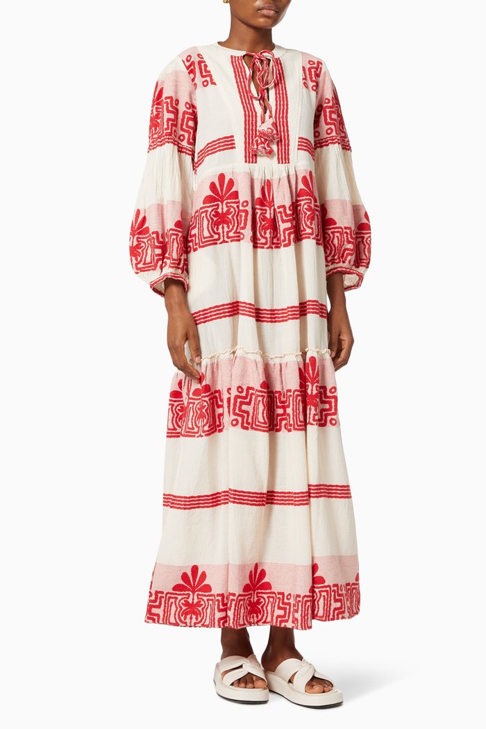 

Zakar Cotton Tiered Maxi Dress, Red