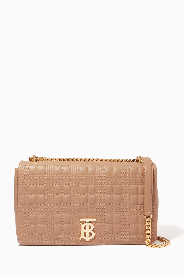 

Medium Lola Bag in Quilted Lambskin, Neutral
