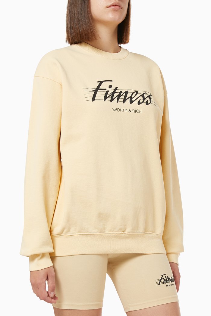 

80s Fitness Crewneck Sweatshirt in Cotton, Neutral