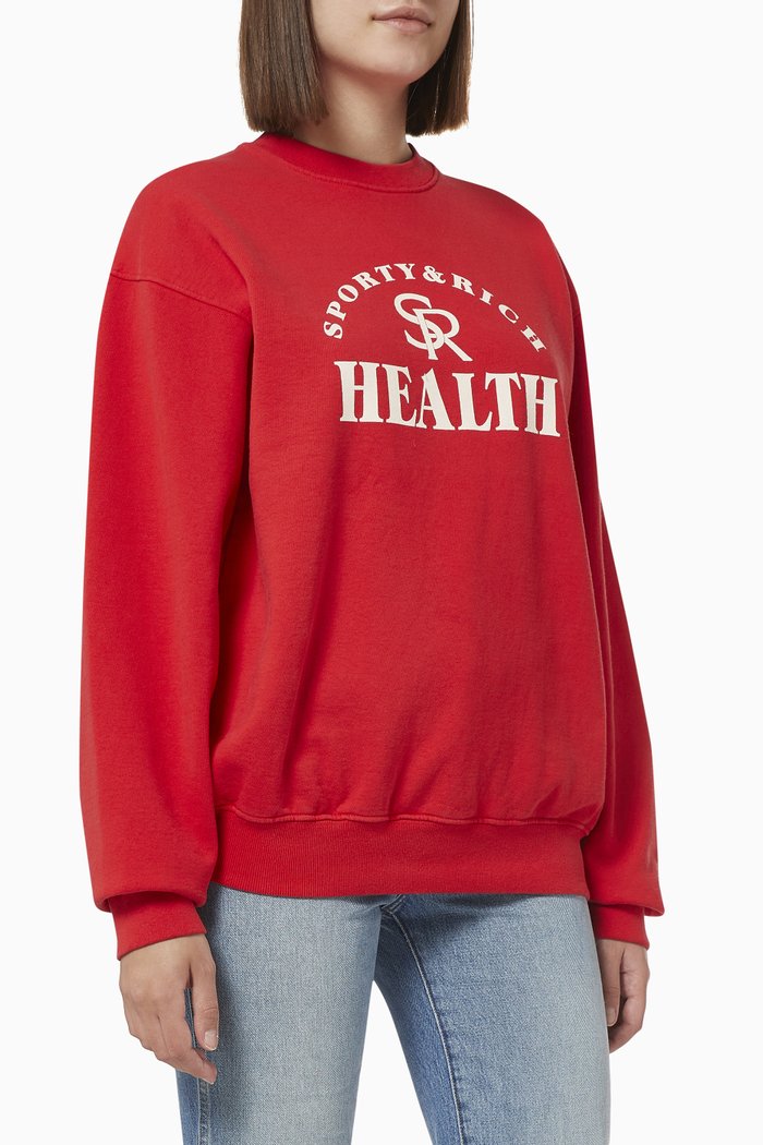 

Ball Game Crewneck Sweatshirt in Cotton, Red