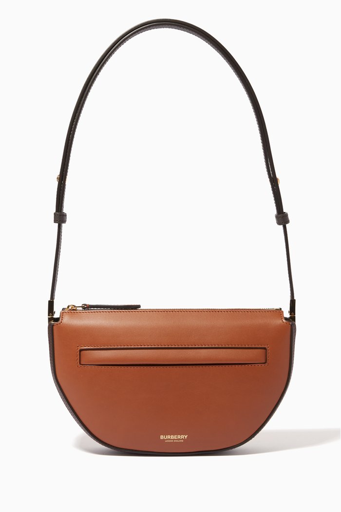 

Mini Zip Olympia Bag in Leather, Brown