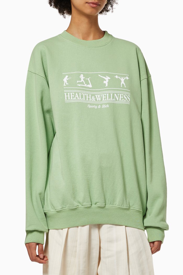 

Health & Wellness Crewneck Sweatshirt in Cotton, Green