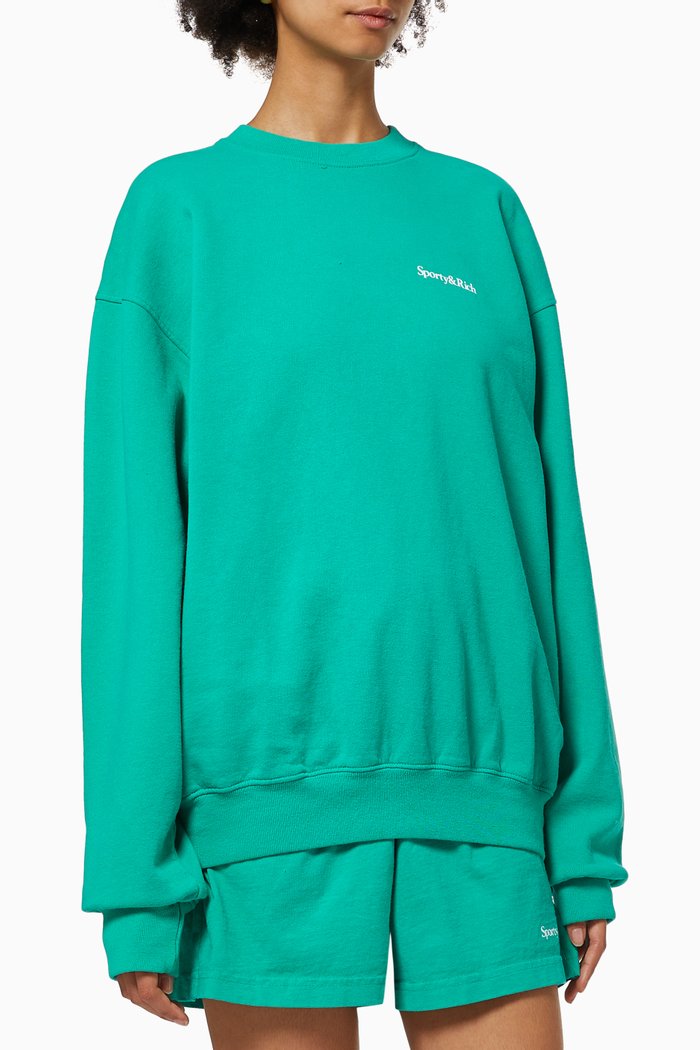 

Eat Veggies Crewneck Sweatshirt in Cotton, Green
