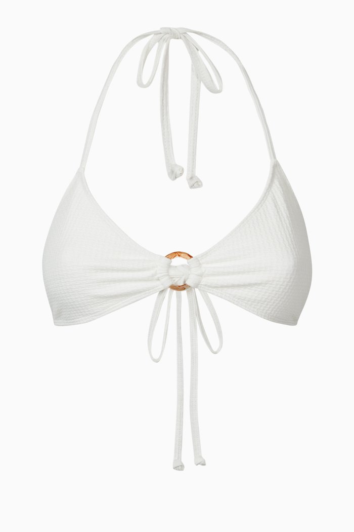 

Mian Bikini Top in Ribbed Stretch Polyester, White