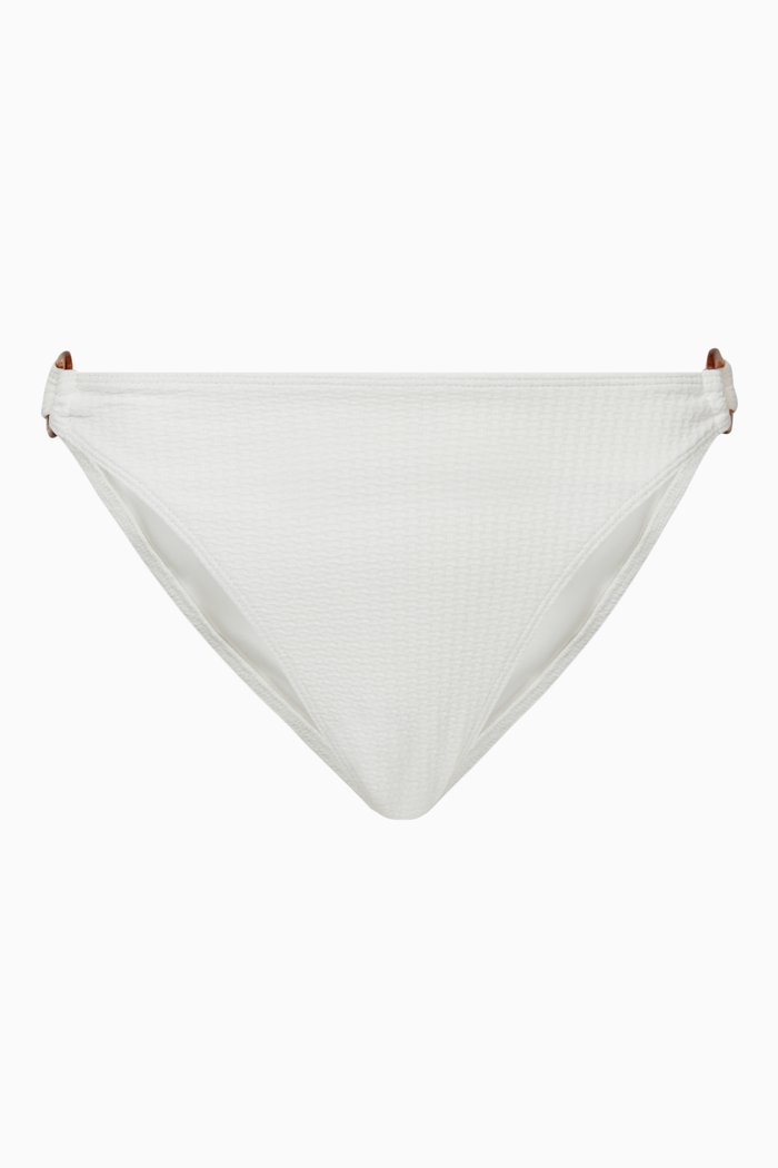 

Agnes Bikini Bottoms in Ribbed Stretch Polyester, White