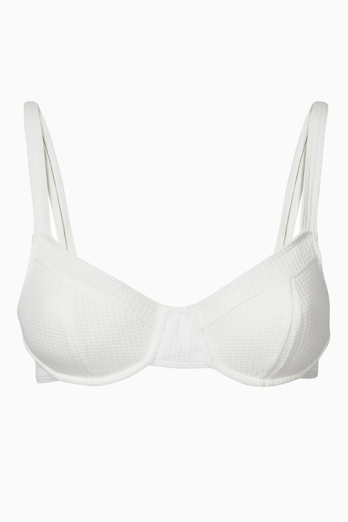 

Maeve Bikini Top in Ribbed Stretch Recycled Nylon, White