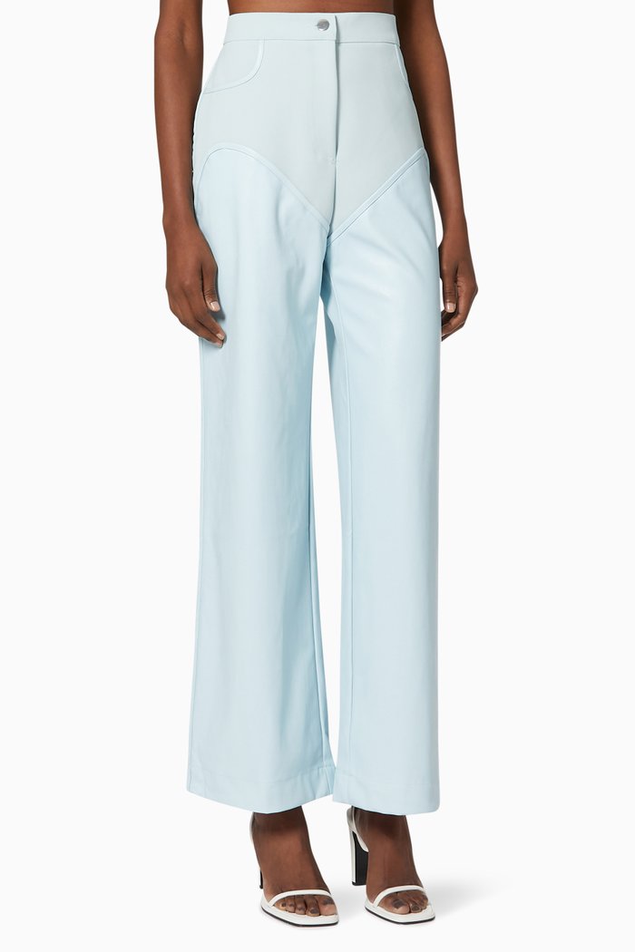 

Oversized Cowboy Trousers in Leather, Blue