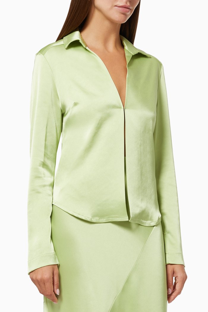 

Sateen Fluid Shirt, Green