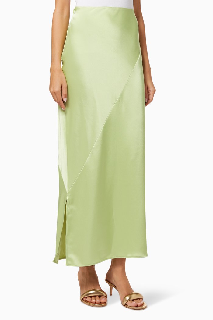 

Sateen Fluid Skirt, Green
