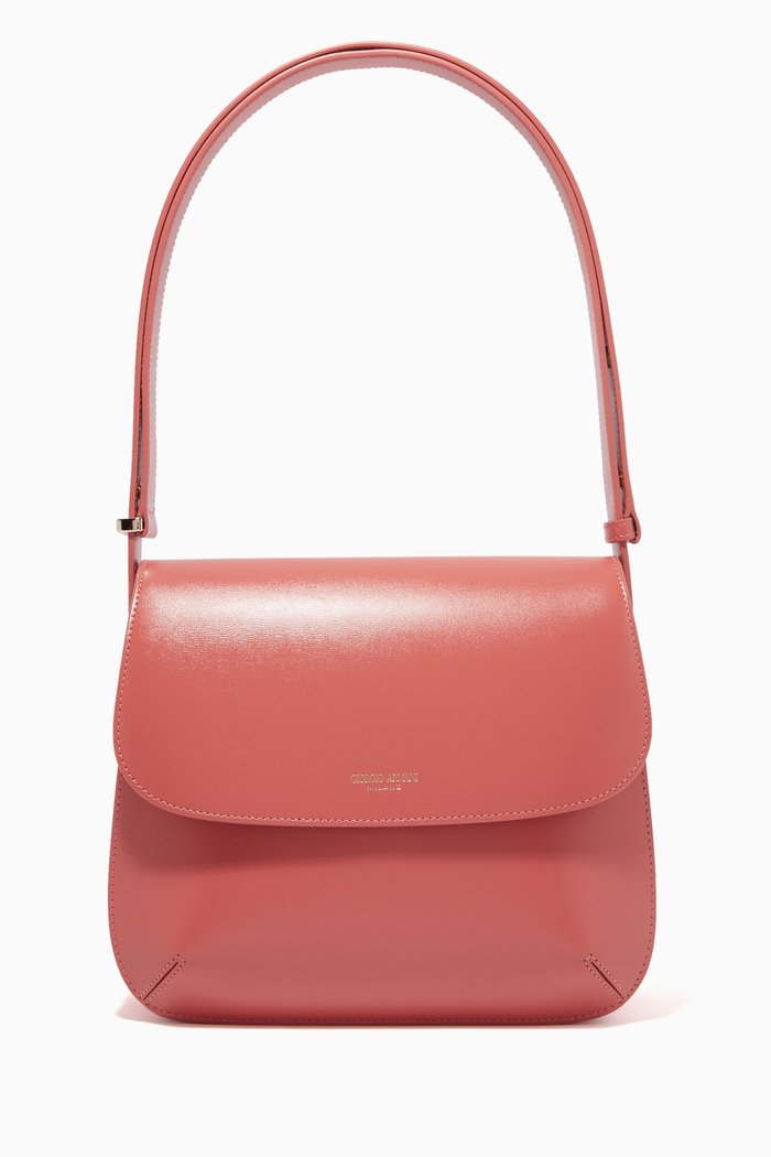 La Prima Large Crossbody Bag in Leather, Pink